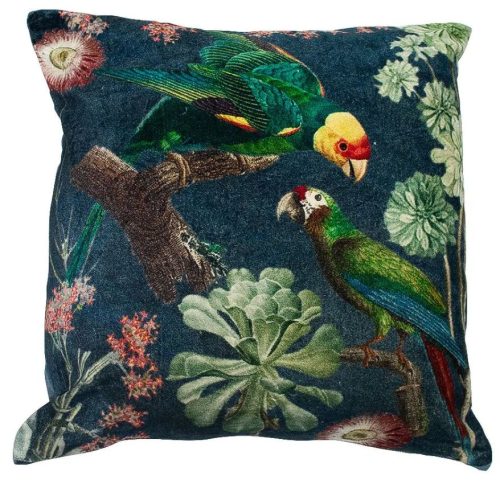 Kussen Fluweel Charming Parrots Blue (45cmX45cm)