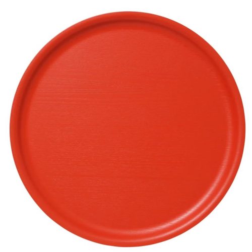 Big Round Wooden Tray Coral Red
