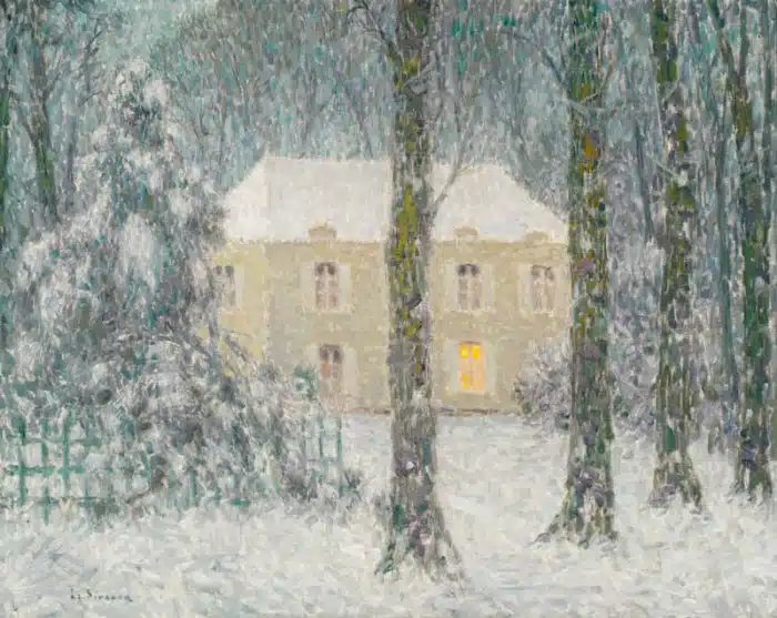 Henri Le Sidaner: Winteravond (Soir de Neige ou La Maison sous la Neige​. Versailles​)