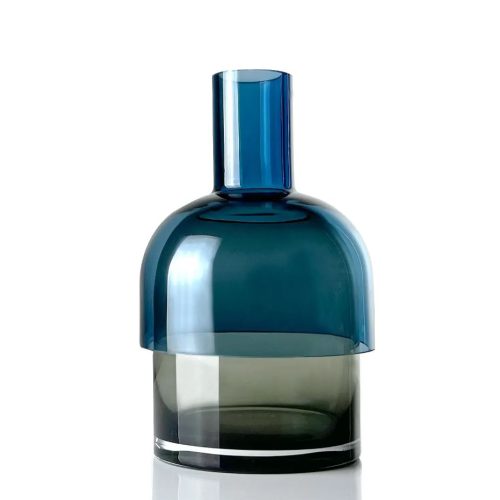 Flip Vase Large Blue and Gray Glass *