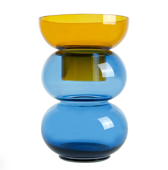 Majestic Bubble Vase XL Yellow and Blue *