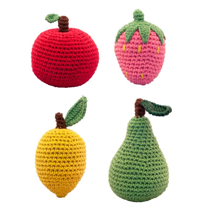 Crochet Rattles Fruit Aardbei