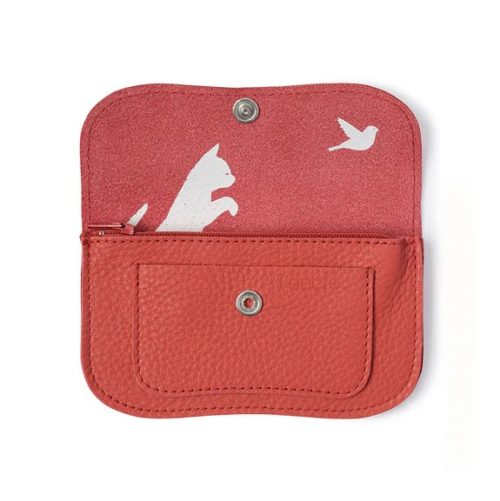 Keecie Wallet, Cat Chase Small, Coral