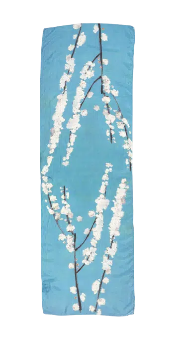 Sjaal Zijde | Amandel Blossom on Blue