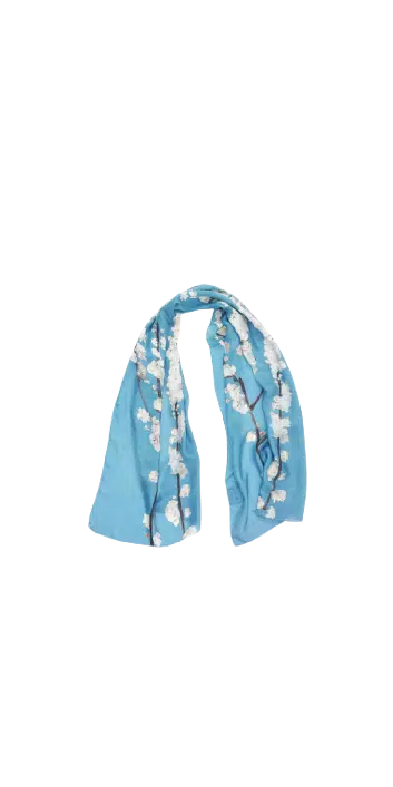 Sjaal Zijde | Amandel Blossom on Blue