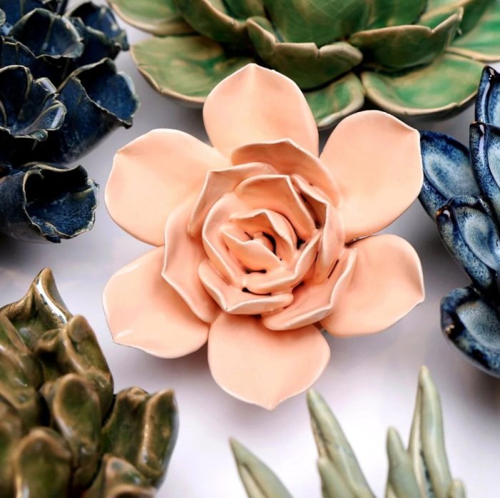 Keramische bloem | Roze