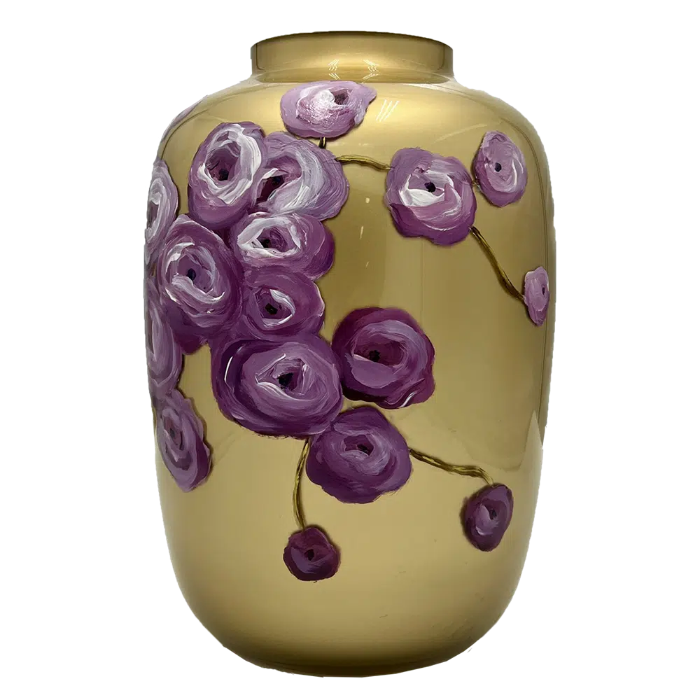 Vaas| Pink Roses on Gold